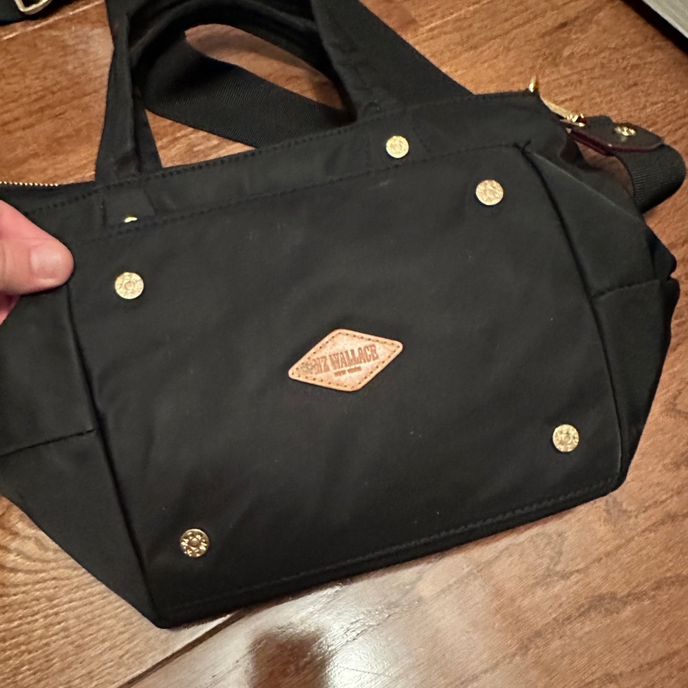 MZ WALLACE Black Nylon Crossbody Large Tote Bag with Small Zip Bag & Red Lining - Picture 2 of 13